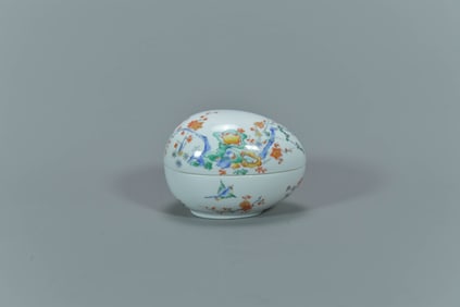 Vintage Limoges France Georges Boyer Colorful Floral Porcelain Egg Trinket Jewelry Box