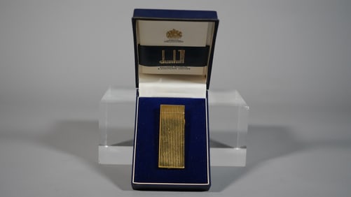 "Dunhill" Rollagas Rulerlite & Wheatsheaf Gold Plated Cigarette Lighter with Original Case, USRE