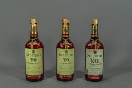 Three Bottles Seagram's V.O. Canadian Whisky, 1972, 1974 & 1983, Sealed