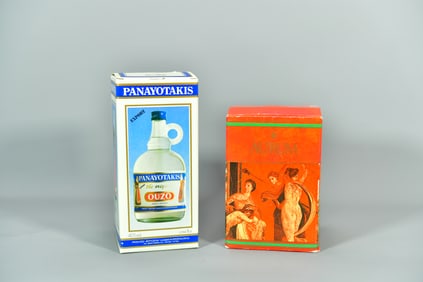 Two Bottled Alcohol w/Original Box, PANAYOTAKIS OUZO & AURUM GOLDEN ORANGE LIQUEUR, Fully Sealed
