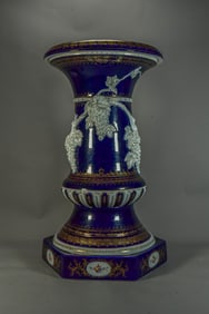 Large Signed Vintage Antique Royal Germany Hand-Painted Cobalt Gilt Enameled Porcelain