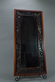Antique Chinese Wood-Carved Panels w/Mirror Inlaid
