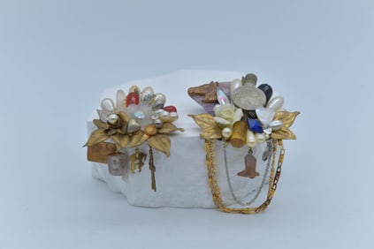 Two Vintage Artisan Hand-Made Unique Brooches w/Signed & Introduction