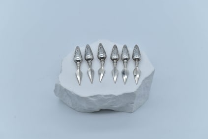 Lot of 6 Vintage Sterling Silver Corn Cob Holders, Marked
