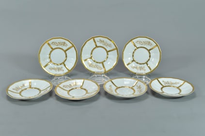 Group of 7 Vintage Limoges Porcelain Saucers by G. Demartine & Cie France for Tiffany & Co N.Y.