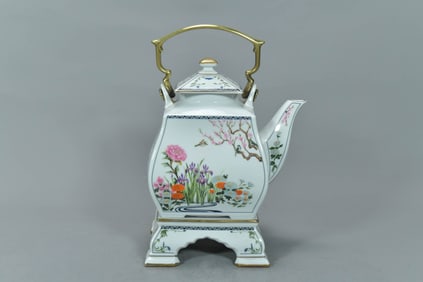 Fine Vintage FP Japanese Oriental Porcelain Teapot w/Matching Ceramic Stand & Lid