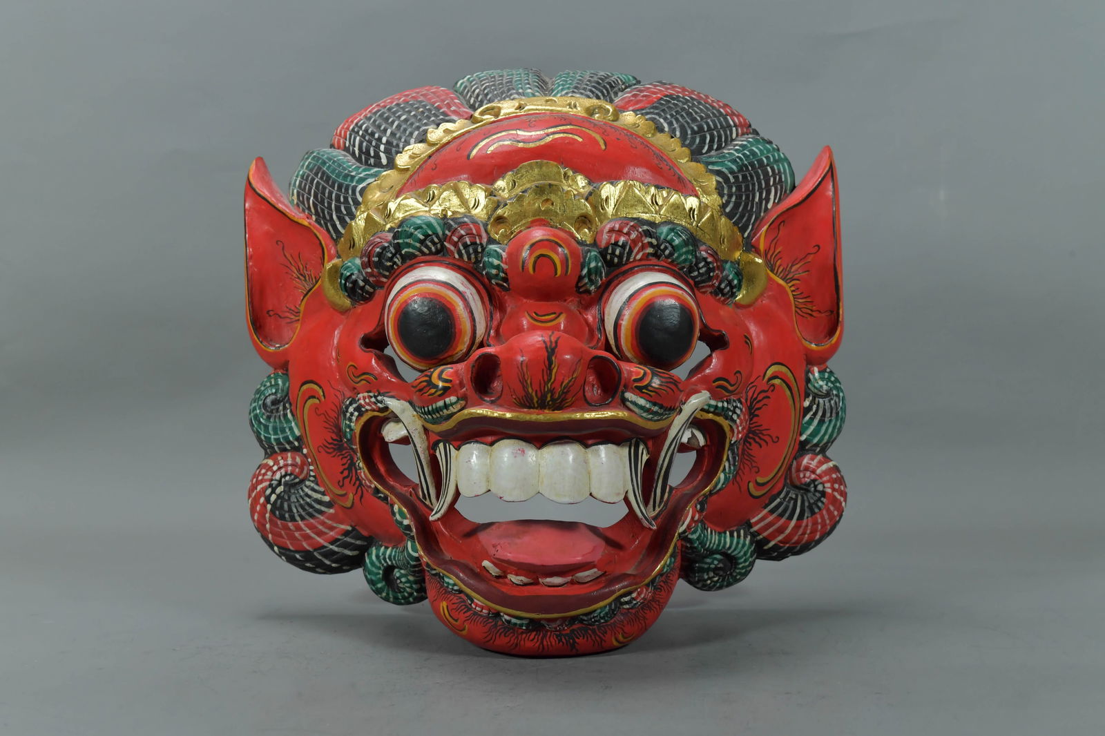 Large Vintage Indonesian Old Hand-Carved Wooden Barong Mask (1 of 7)