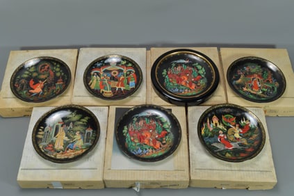 Group of 7 Vintage Limited Edition Russian Legends Collection Porcelain Decorative Plates