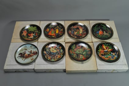 Group of 8 Vintage Limited Edition Russian Legends Collection Porcelain Decorative Plates
