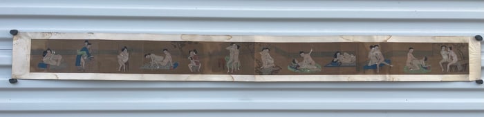 Unframed Antique Asian/Chinese Erotic Painting on Silk