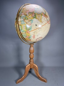 Vintage Reploge 16" World Classic Series Floor Globe w/Oak Wood Stand