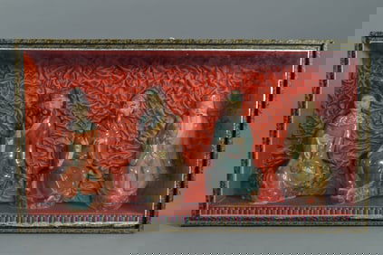 Antique Chinese Four of Eight Immortals Ceramic Figurine Statues w/Original Display Box, Artist