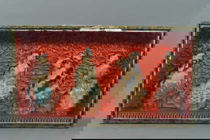 Antique Chinese Four of Eight Immortals Ceramic Figurine Statues w/Original Display Box, Artist