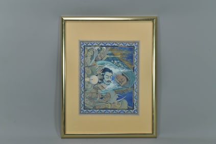 Framed Vibrant Colors Persian Miniature Painting