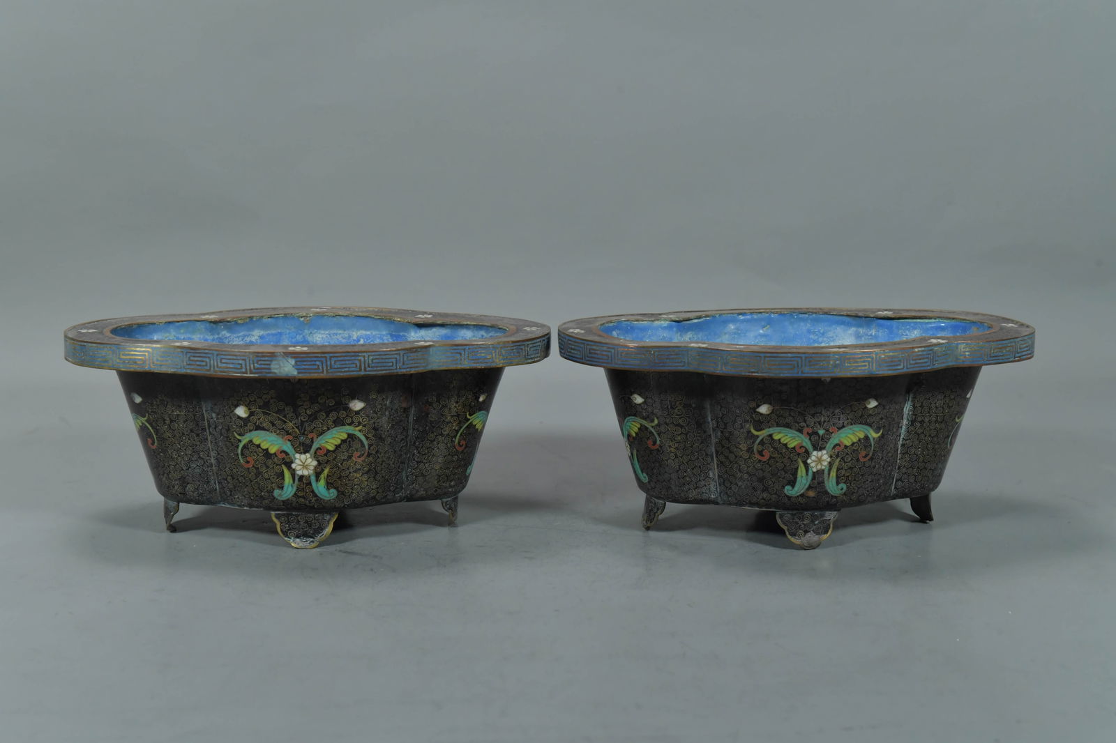 Pair of Antique Chinese Cloisonne Enamel & Copper Ornamental Planters (1 of 6)