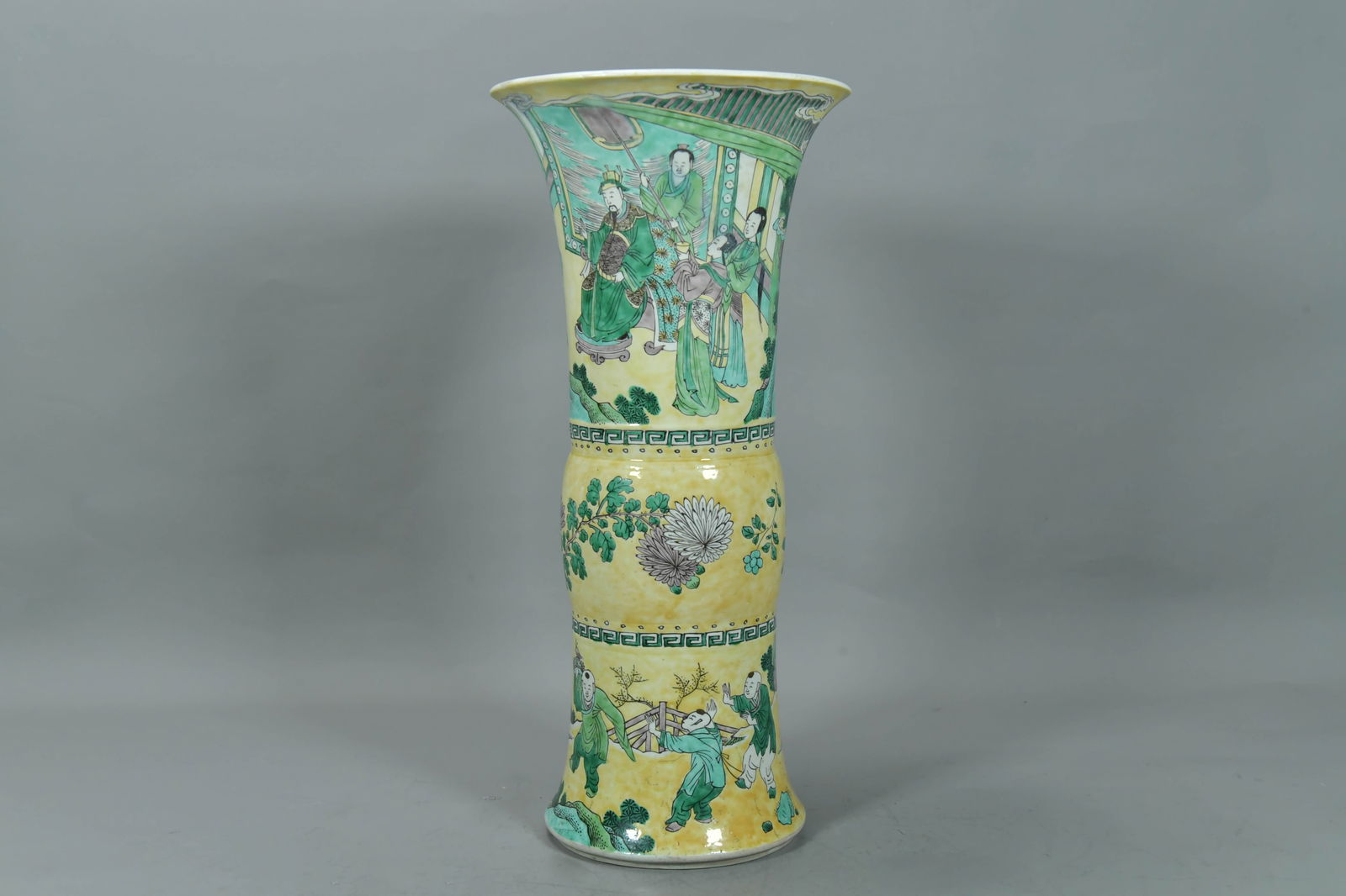 Antique Chinese Famille Jaune Biscuit Beaker Porcelain Vase (1 of 7)