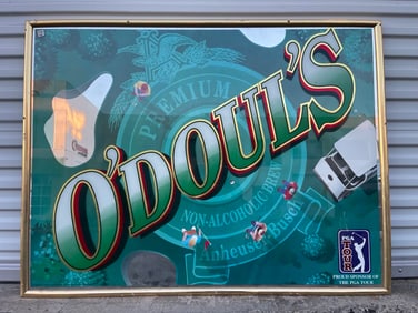 Vintage ""O'Doul's" PGA Tour Premium Non-Alcoholic Brew" Beer Promotional Mirror Signboard