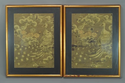 Pair of Framed Antique Chinese/Japanese Silk Textiles