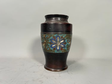 Antique Japanese High-Quality Champleve Enamel Bronze Vase