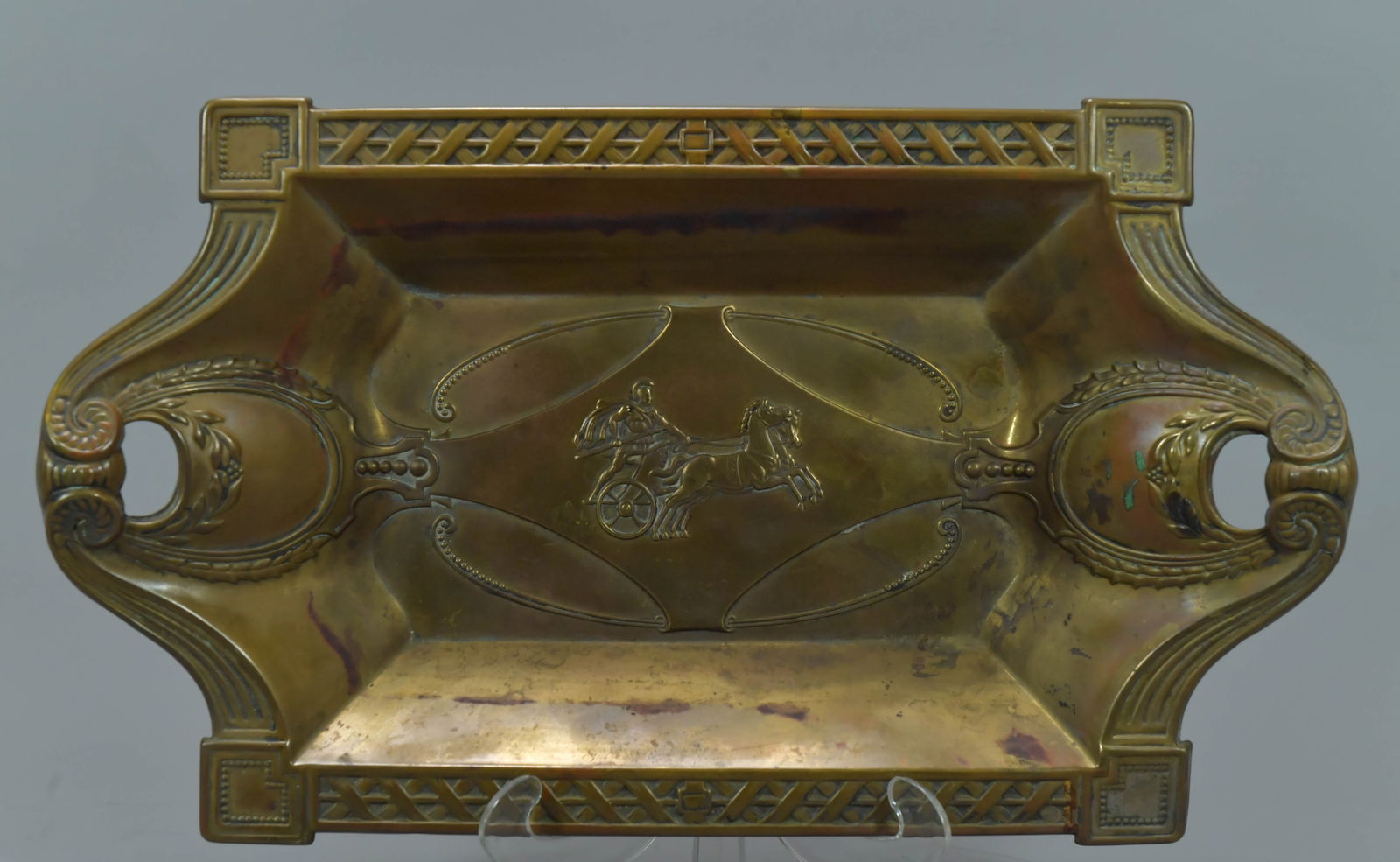 Antique French Art Nouveau Embossed Brass Tray (1 of 6)