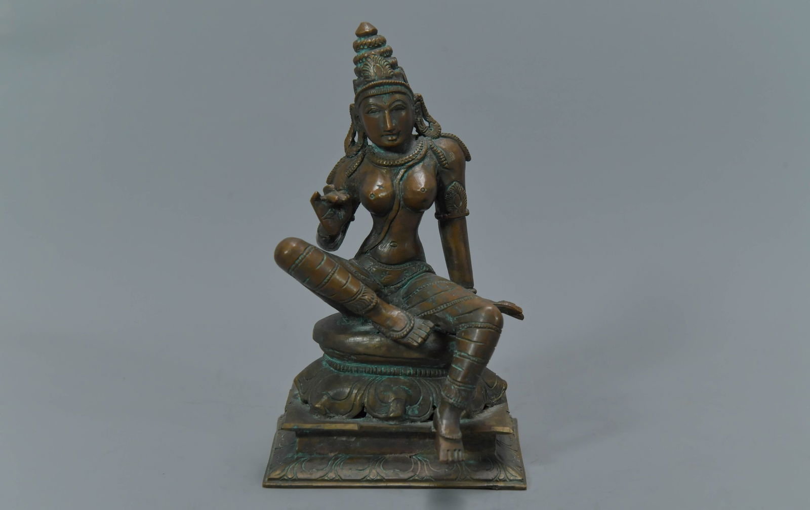 Vintage India Bronze Goddess Parvati Sculpture (1 of 6)