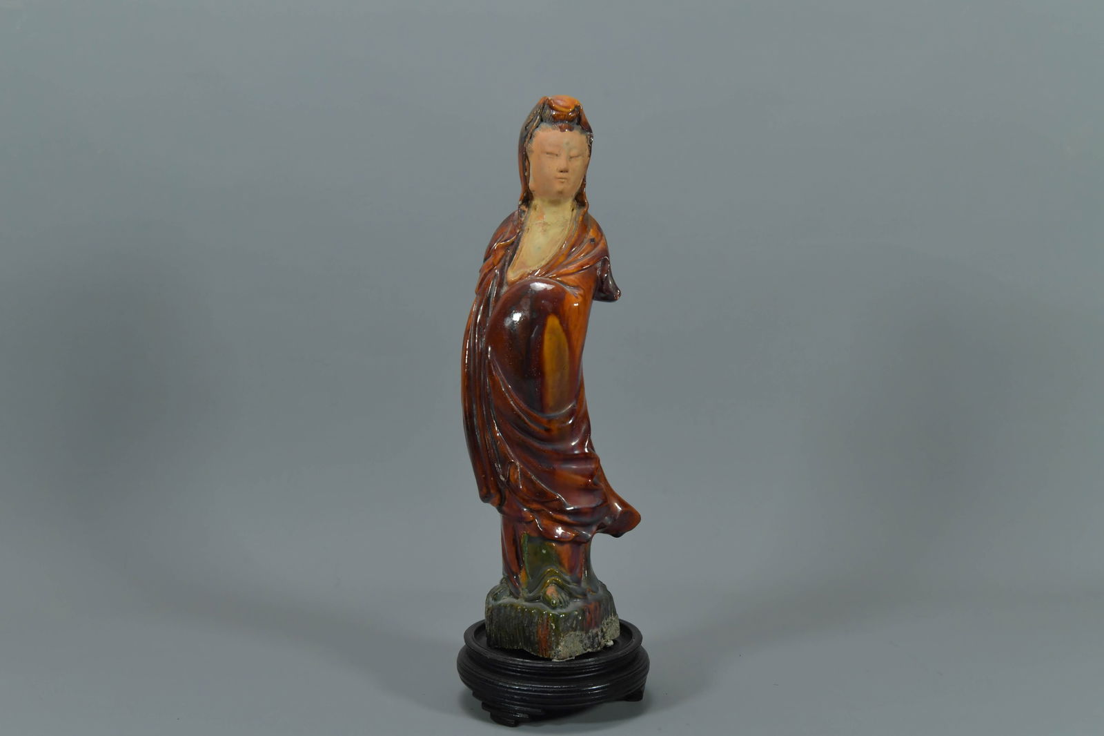 Antique Chinese Sancai Glaze Ceramic Kuanying Figure Statue (1 of 7)