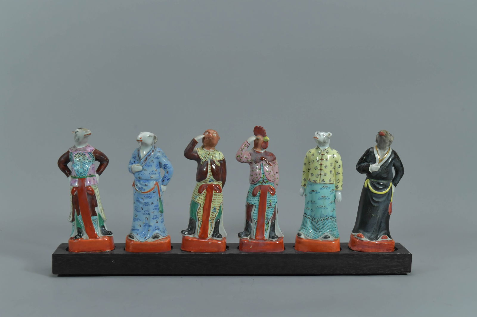 Group of 6 Vintage Chinese Famille Rose Porcelain Figurine Statue Set of the 12 Animals (1 of 6)