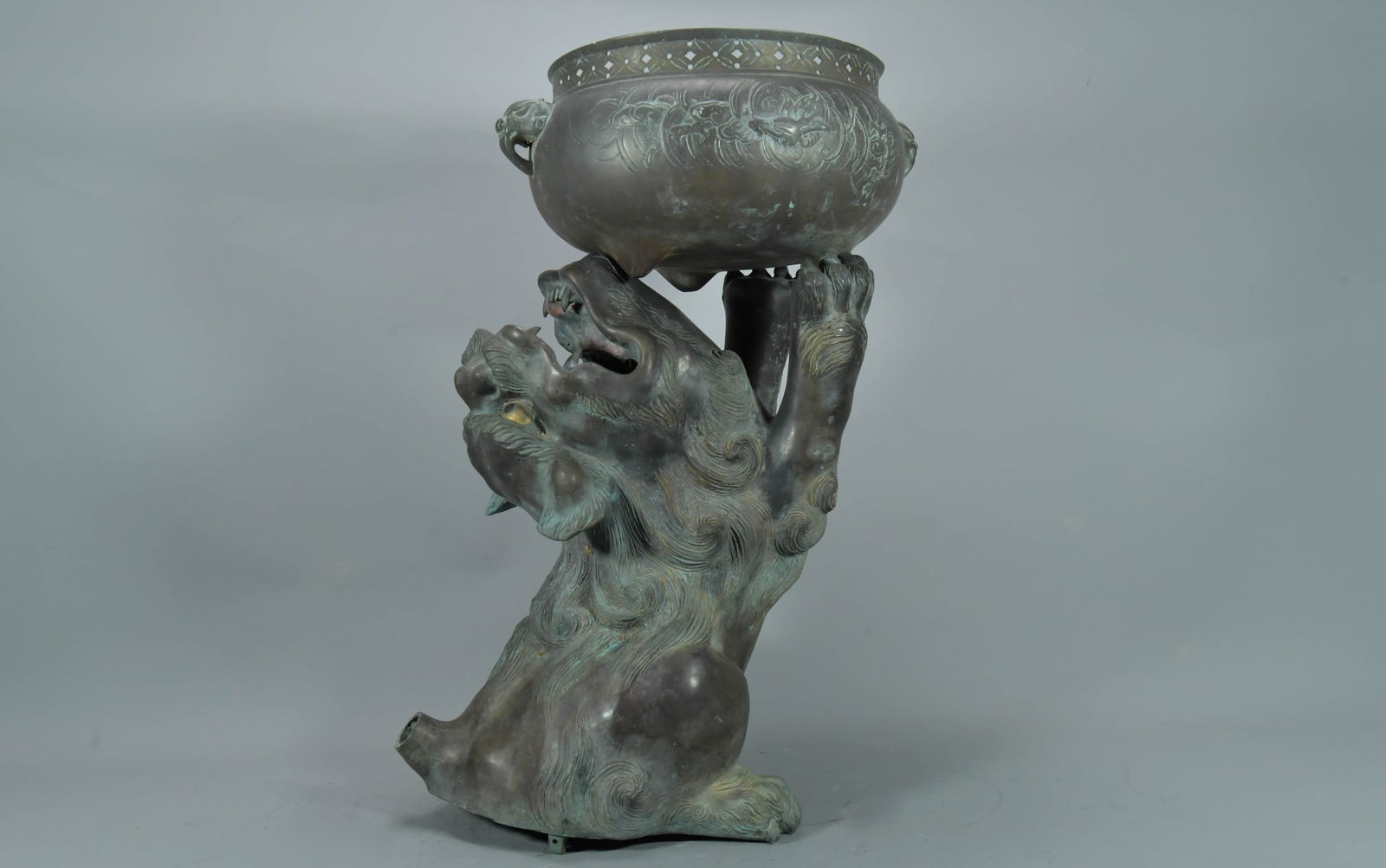 Two Vintage Chinese Bronze Incense Burner & Foo Dog Sculpture (1 of 8)