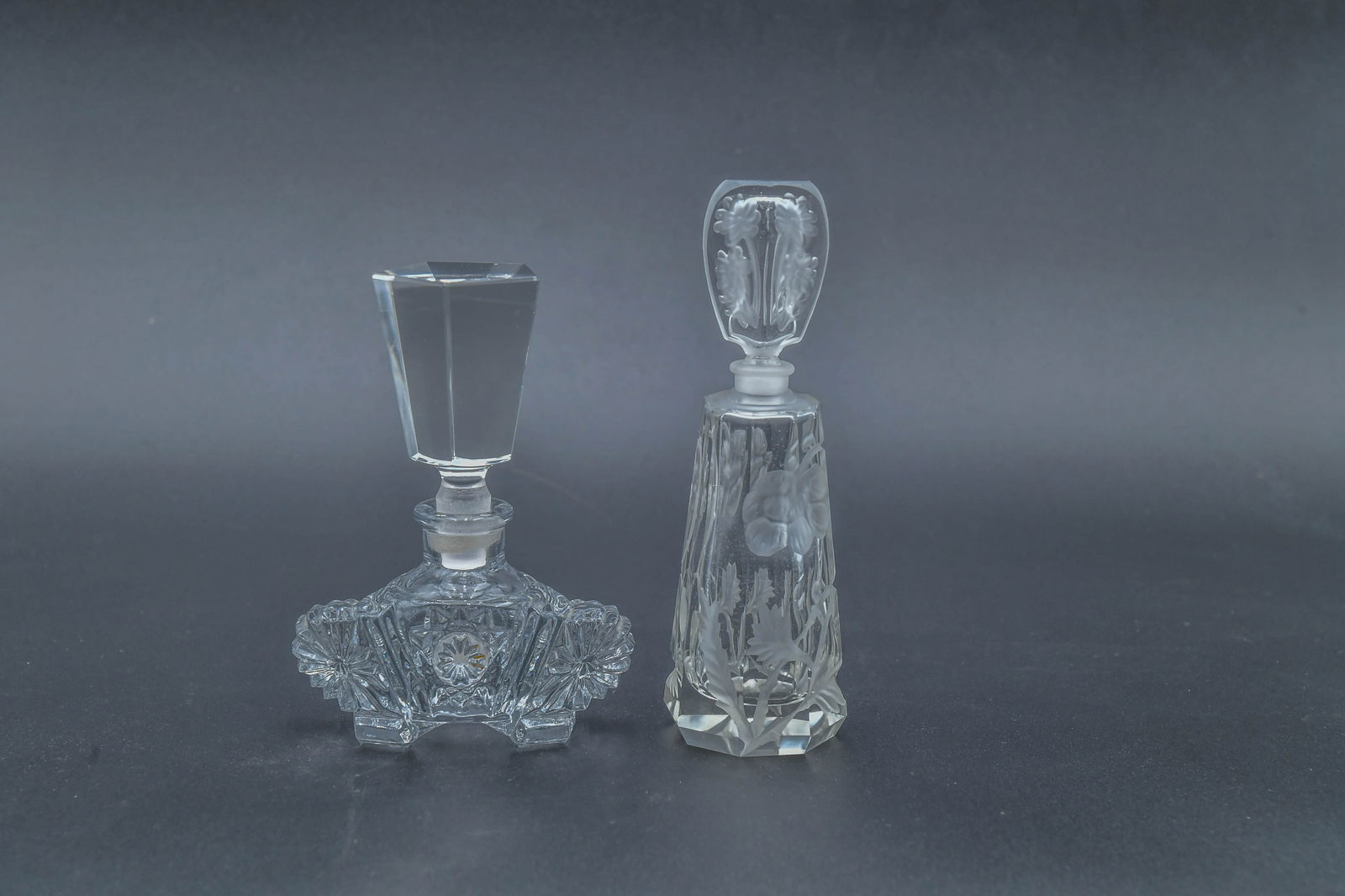 Two Vintage Cut Glass Perfume Decanter Bottles w/Stopper (1 of 6)