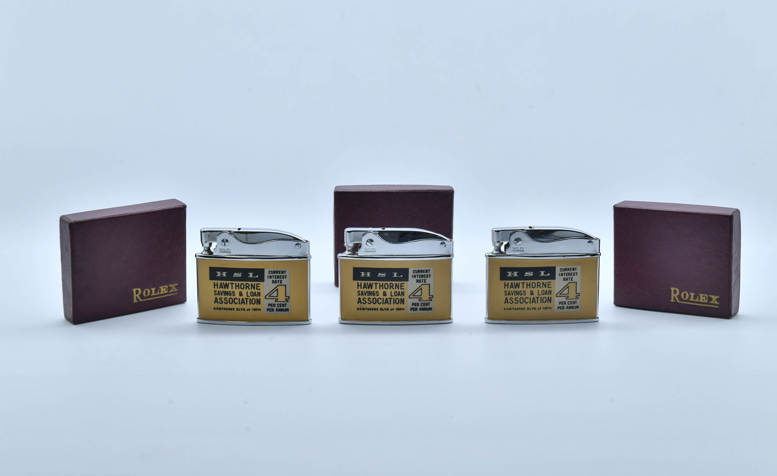 Lot of 3 Rolex HSL Hawthorne Savings & Loan Association Lighters Japan (1 of 6)