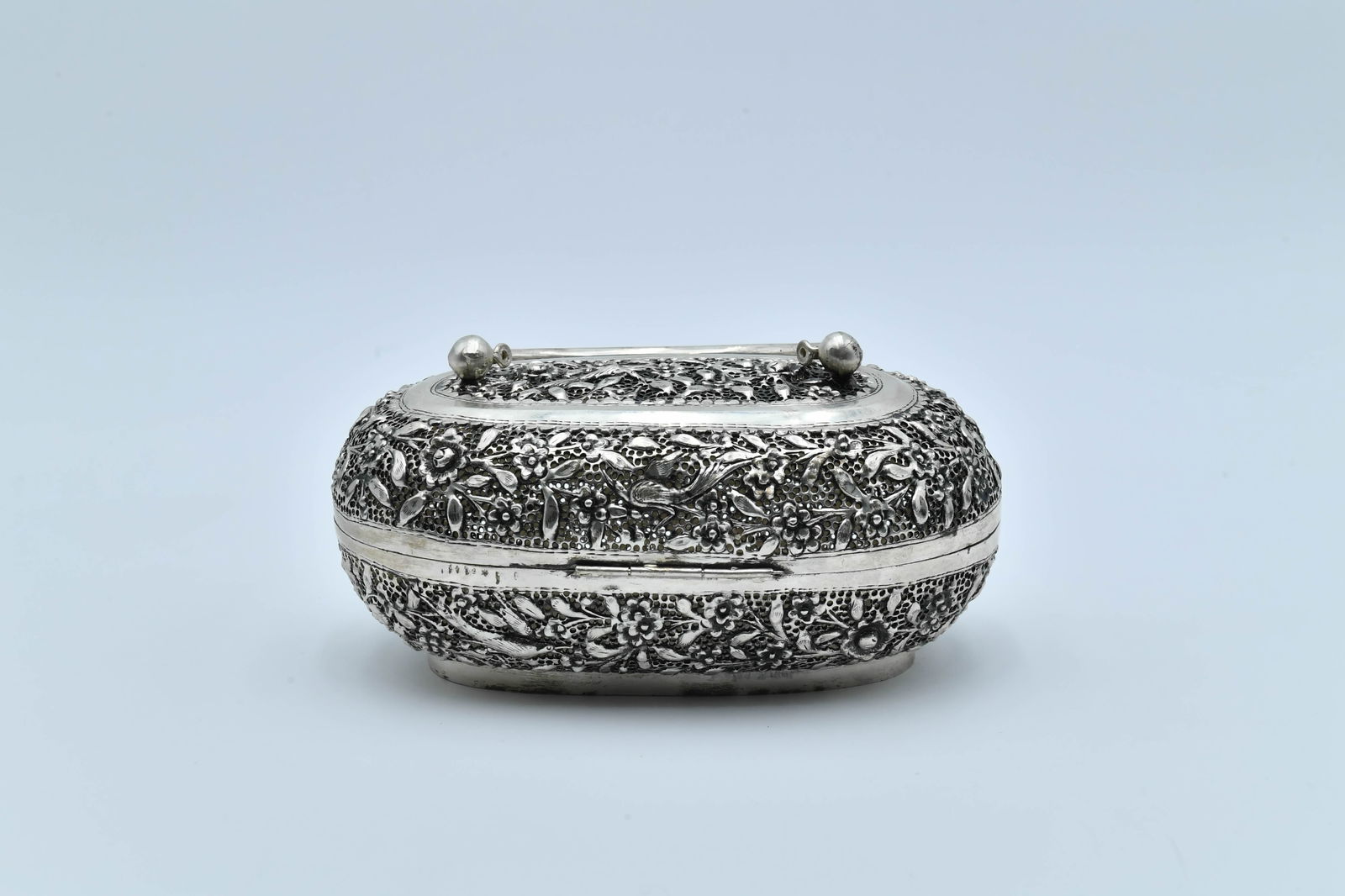 Vintage Silver-Toned Box w/Highly Detailed & Relief Floral & Bird Motifs (1 of 6)