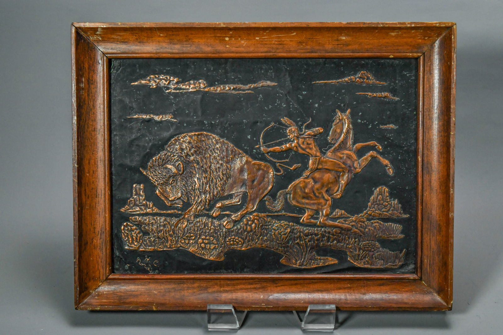 Two Framed Vintage Bronze/Copper Plaques - 2