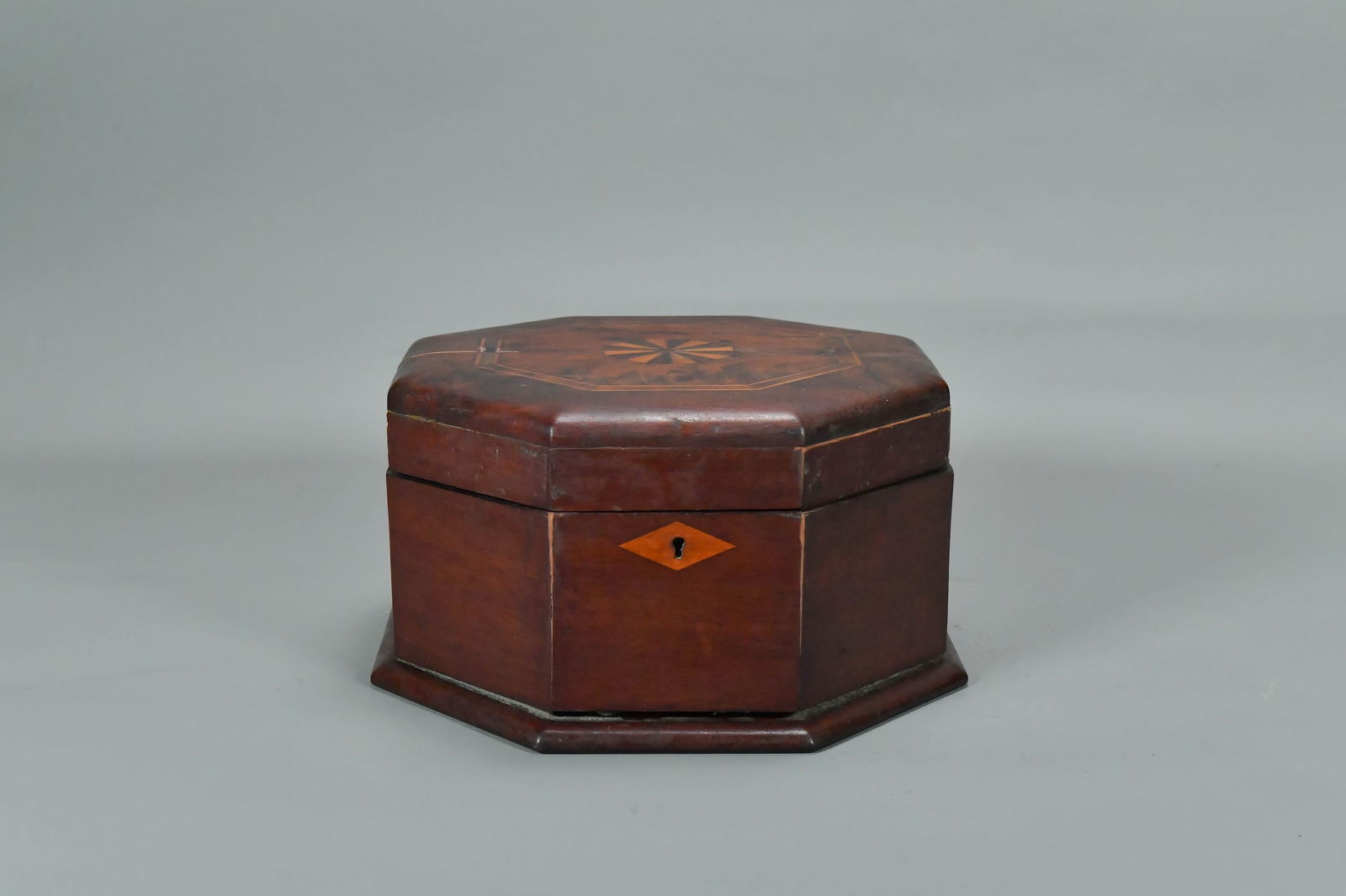 Vintage Octagonal Inlaid Marquetry Wooden Trinket Jewelry Box or Tea Caddy (1 of 7)