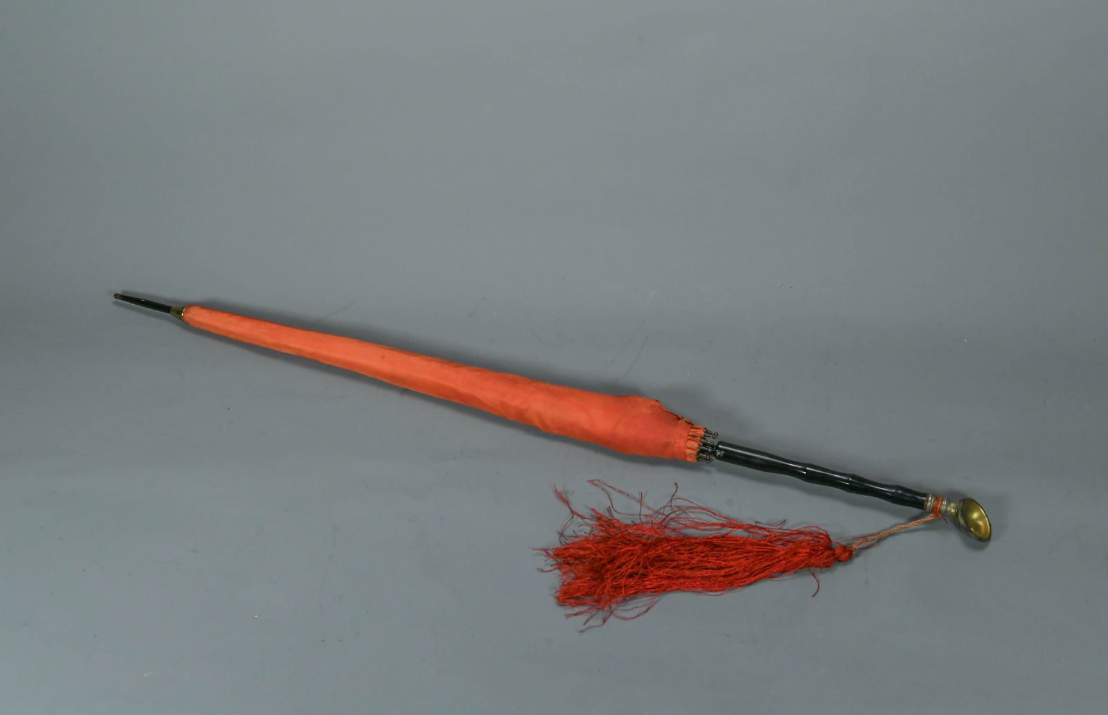 Vintage Orange Silk Parasol/Umbrella (1 of 9)