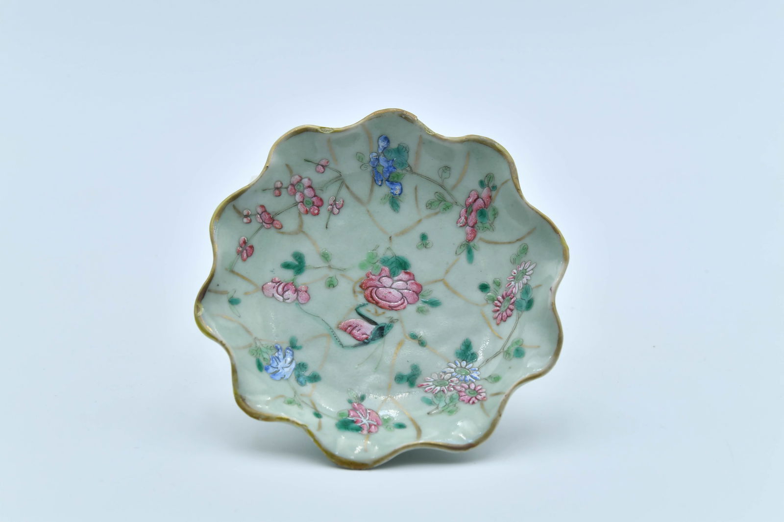 Antique Chinese Export Famille Rose Celadon Porcelain Dish/Bowl w/Mark (1 of 5)