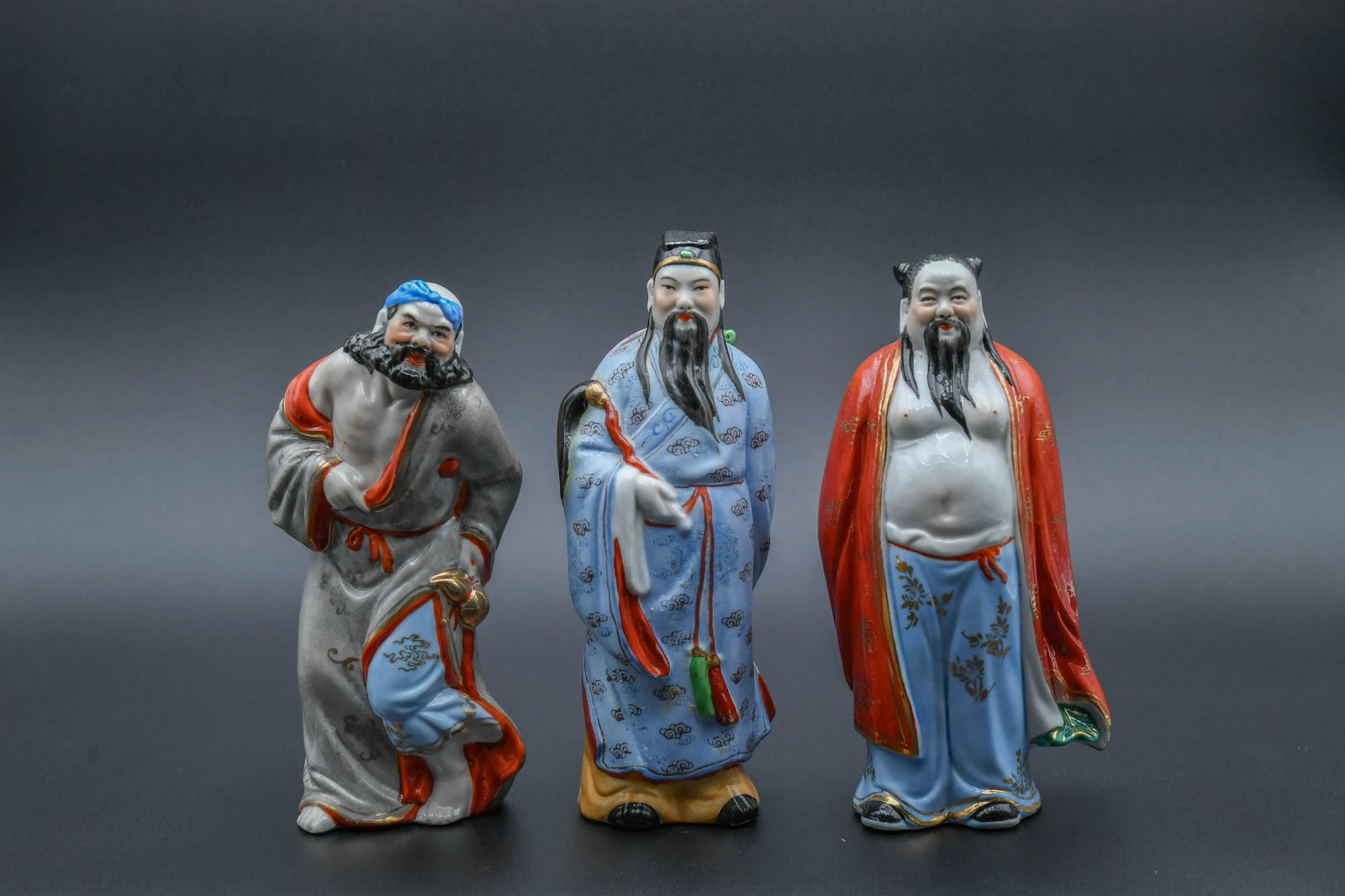 Lot of 3 Vintage Chinese Hand-Painted Porcelain Figurines of the Eight Immortals (1 of 6)