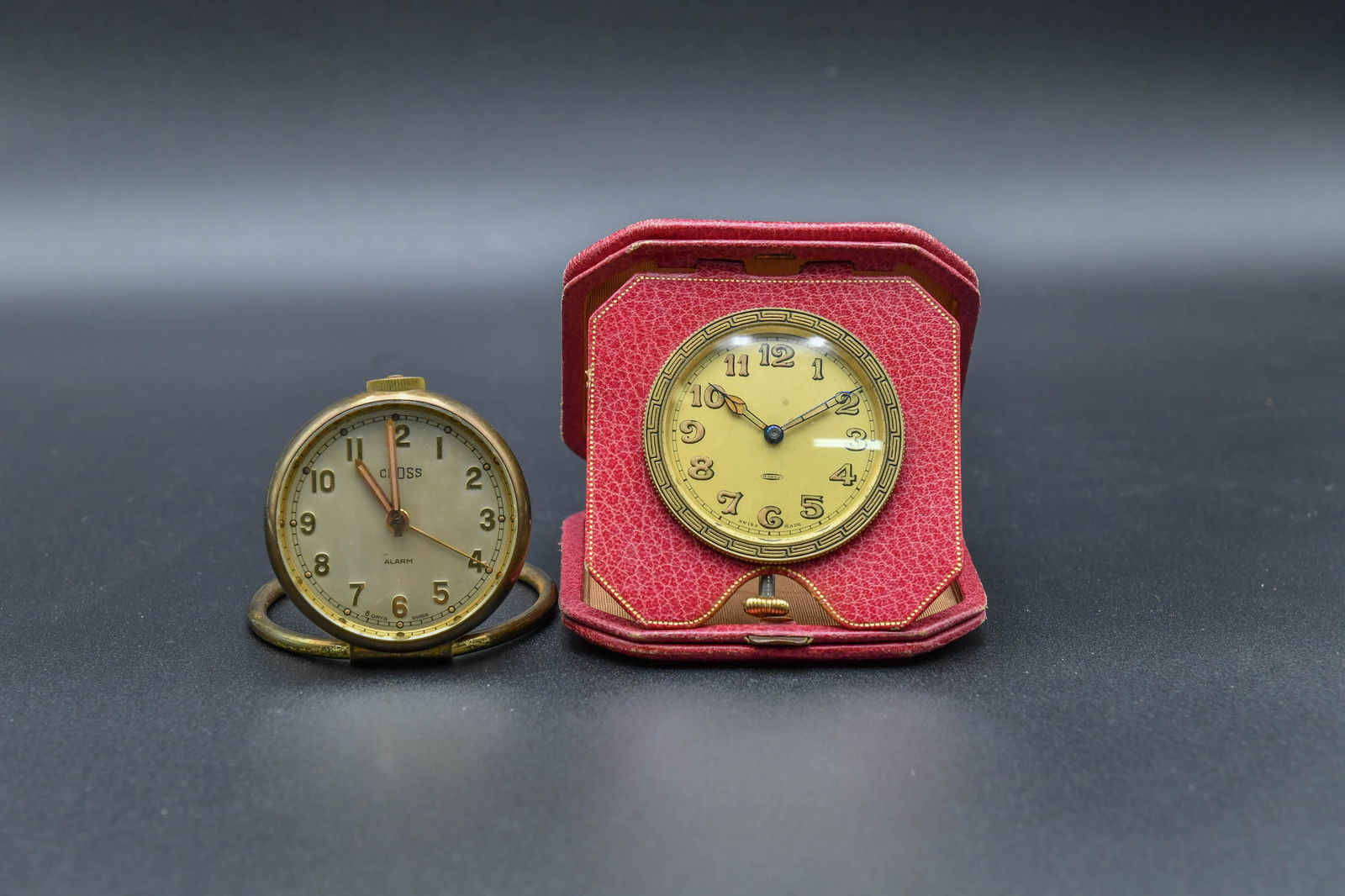 Two Vintage Swiss Made 8 Days Alarm Clocks (1 of 7)