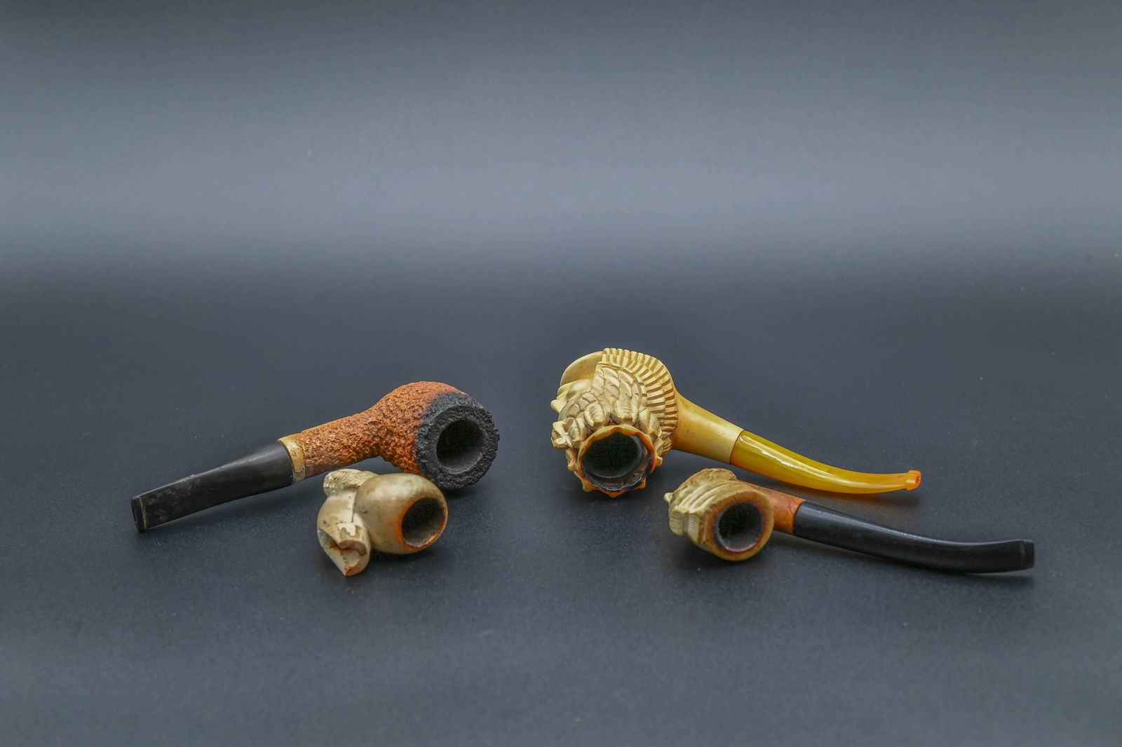 Lot of 4 Vintage Hand-Carved Meerschaum Pipes (1 of 6)