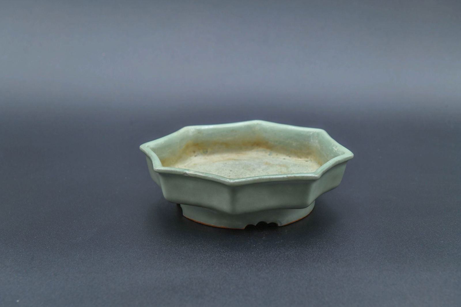Vintage Asian Celadon-Glazed Octagonal Footed Ceramic Dish (1 of 7)