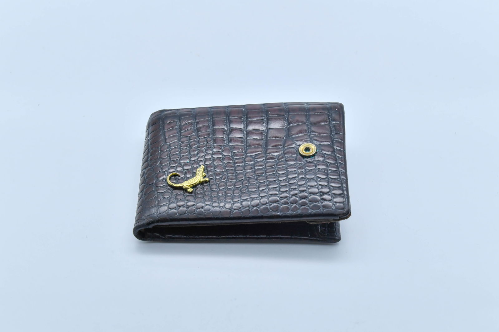 Vintage MOC Alligator Cowhide Brown Embossed Leather Wallet (1 of 6)