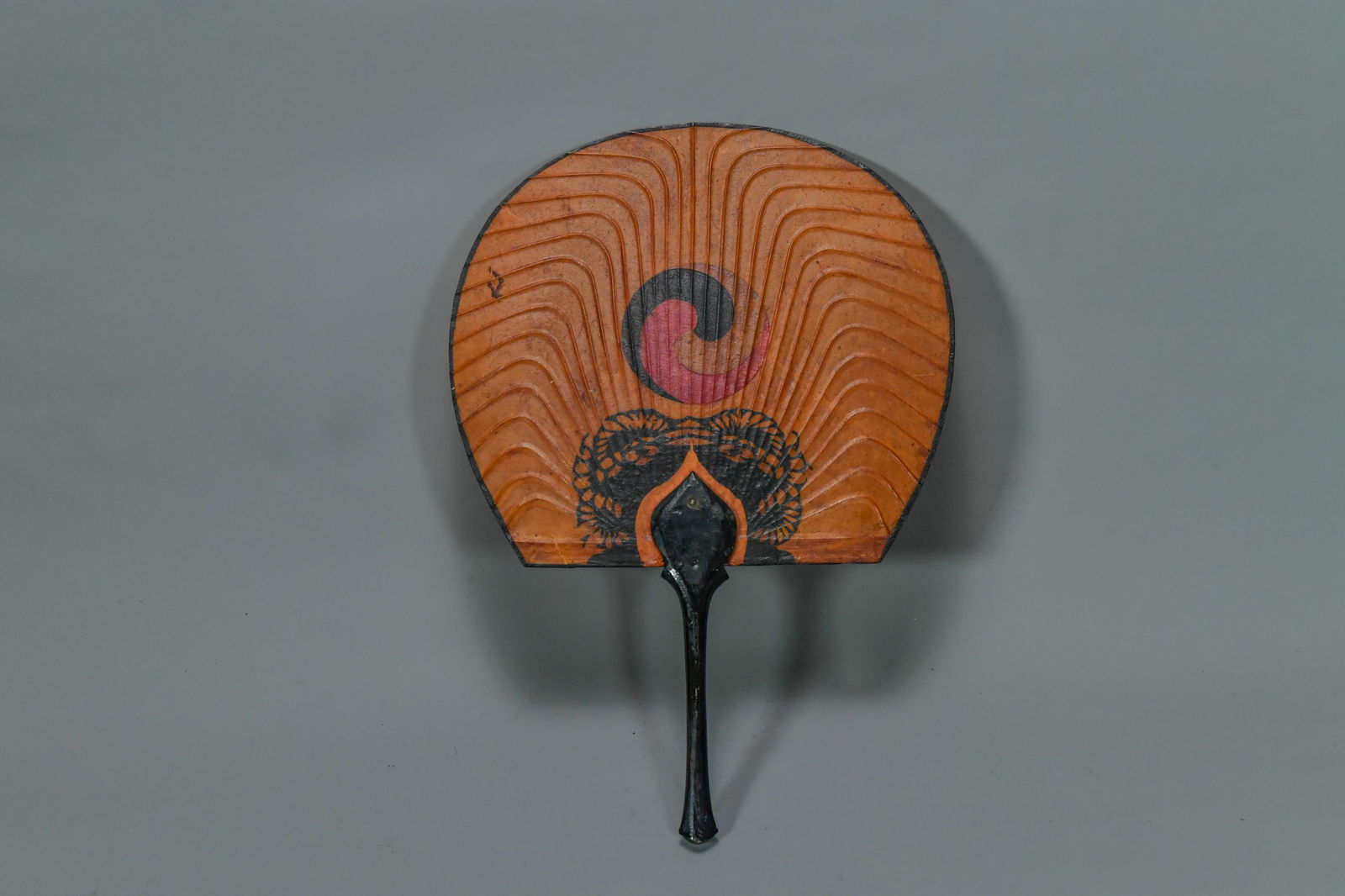 Rare Antique Korean Hand-Painted Lacquered Hand Fan (1 of 6)