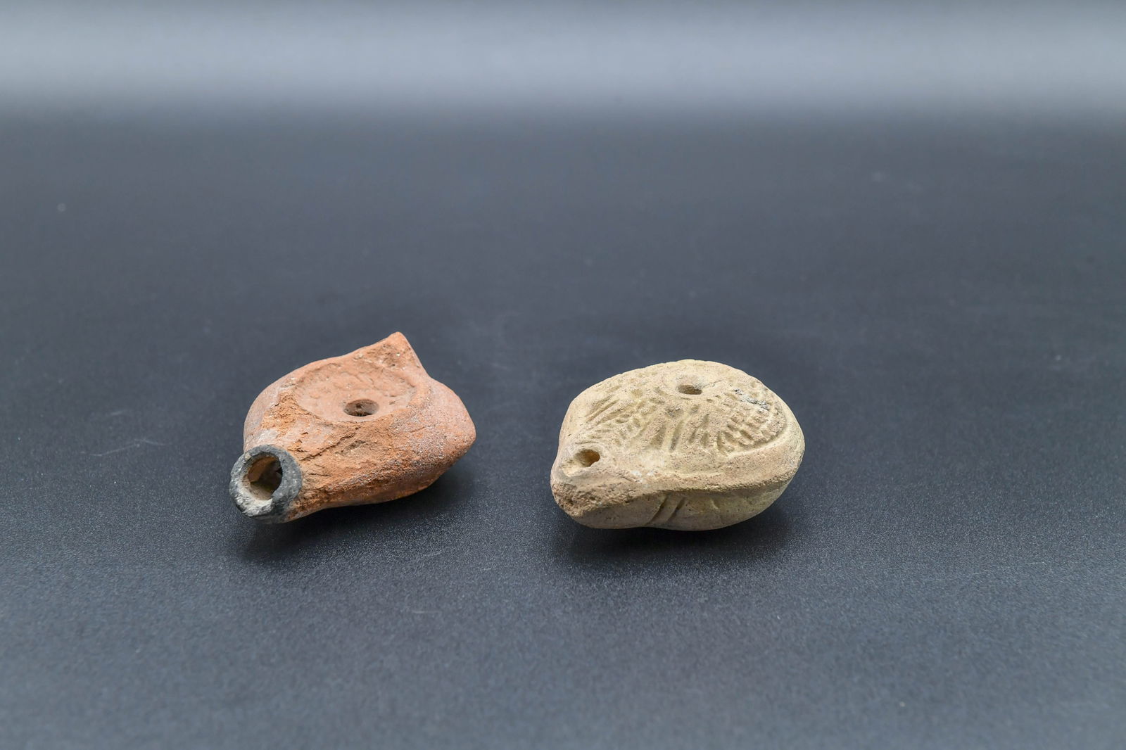 Two Historical Collectibles Ancient Terracotta/Clay Oil Lamps (1 of 6)