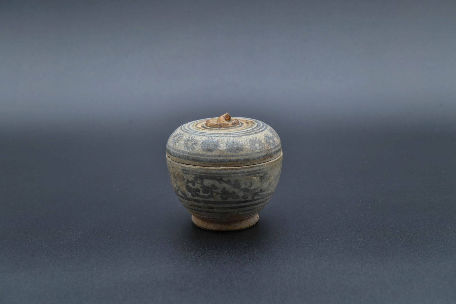 Antique Asian Blue & White Glaze Ceramic Lidded Bowl (1 of 6)