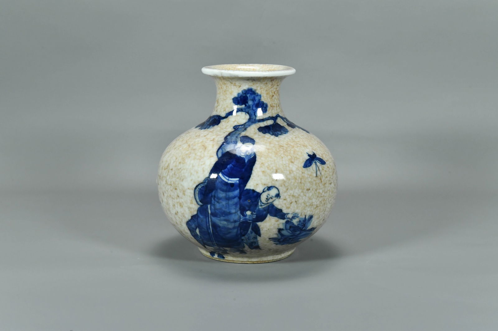 Chinese Crackle Blue & White Porcelain Vase (1 of 5)