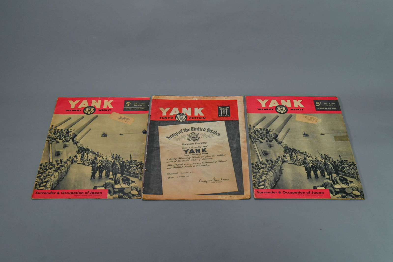 Lot of 3 Oct.5.1945 & Dec.28.1945 YANK -- The Army Weekly: Lot of 3 Oct.5.1945 & Dec.28.1945 YANK -- The Army Weekly.