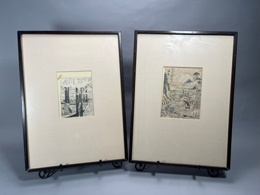 Two Framed Antique Japanese Woodblock Print (1 of 8)