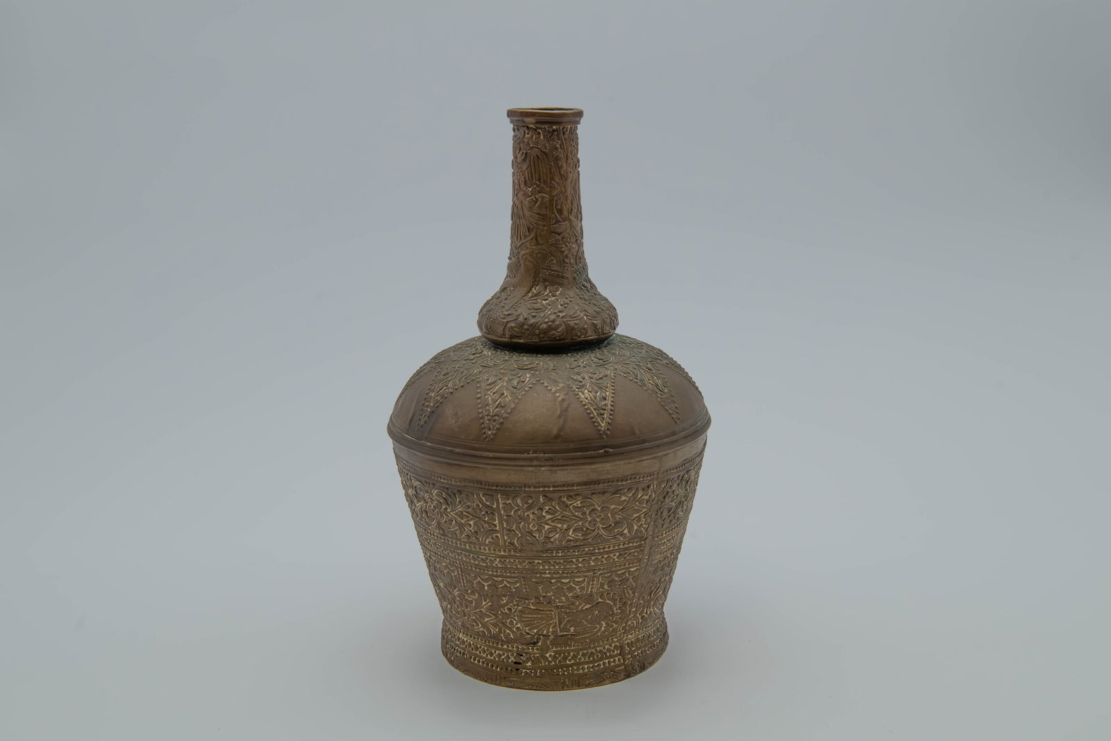 Antique Indian/Southeast Asia Brass Vessel w/Etched Details (1 of 7)