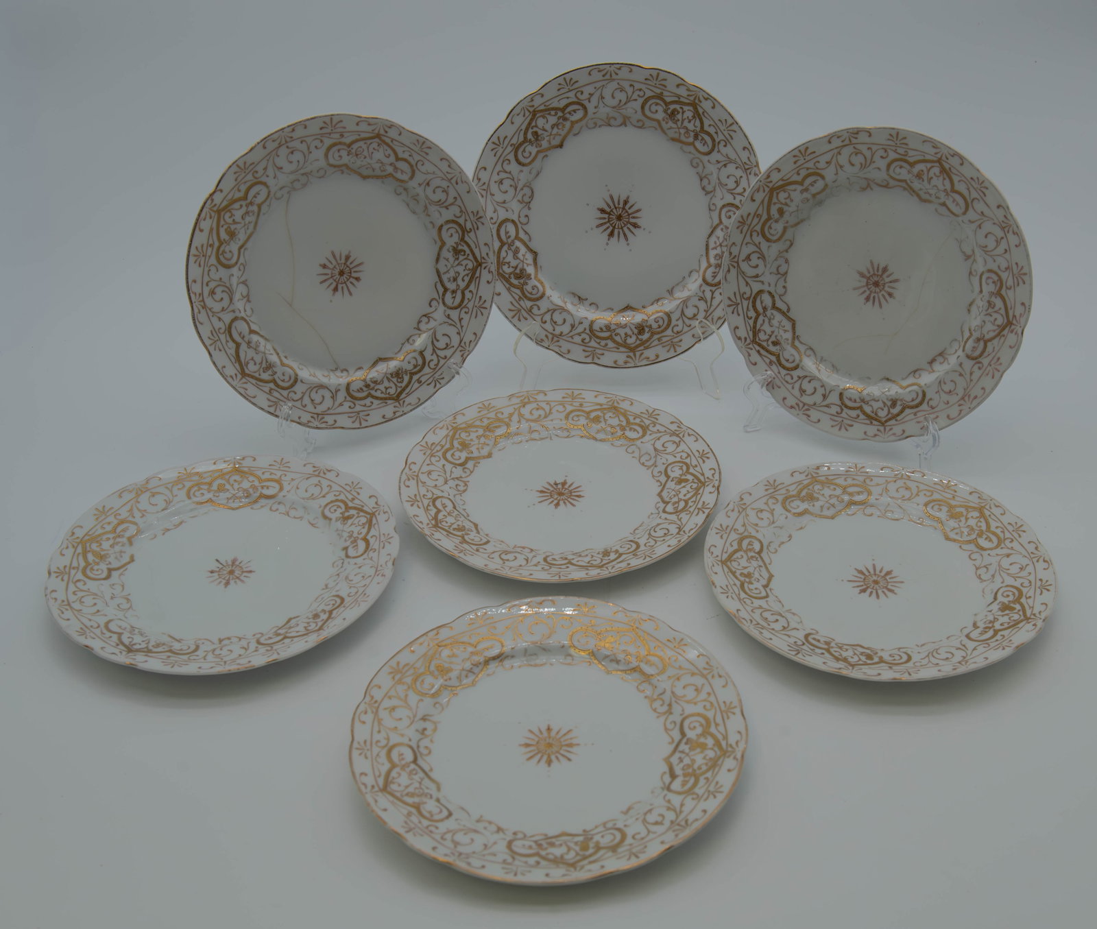 Lot of 7 Vintage/Antique Austria Gilt Porcelain Rimmed Plates (1 of 5)