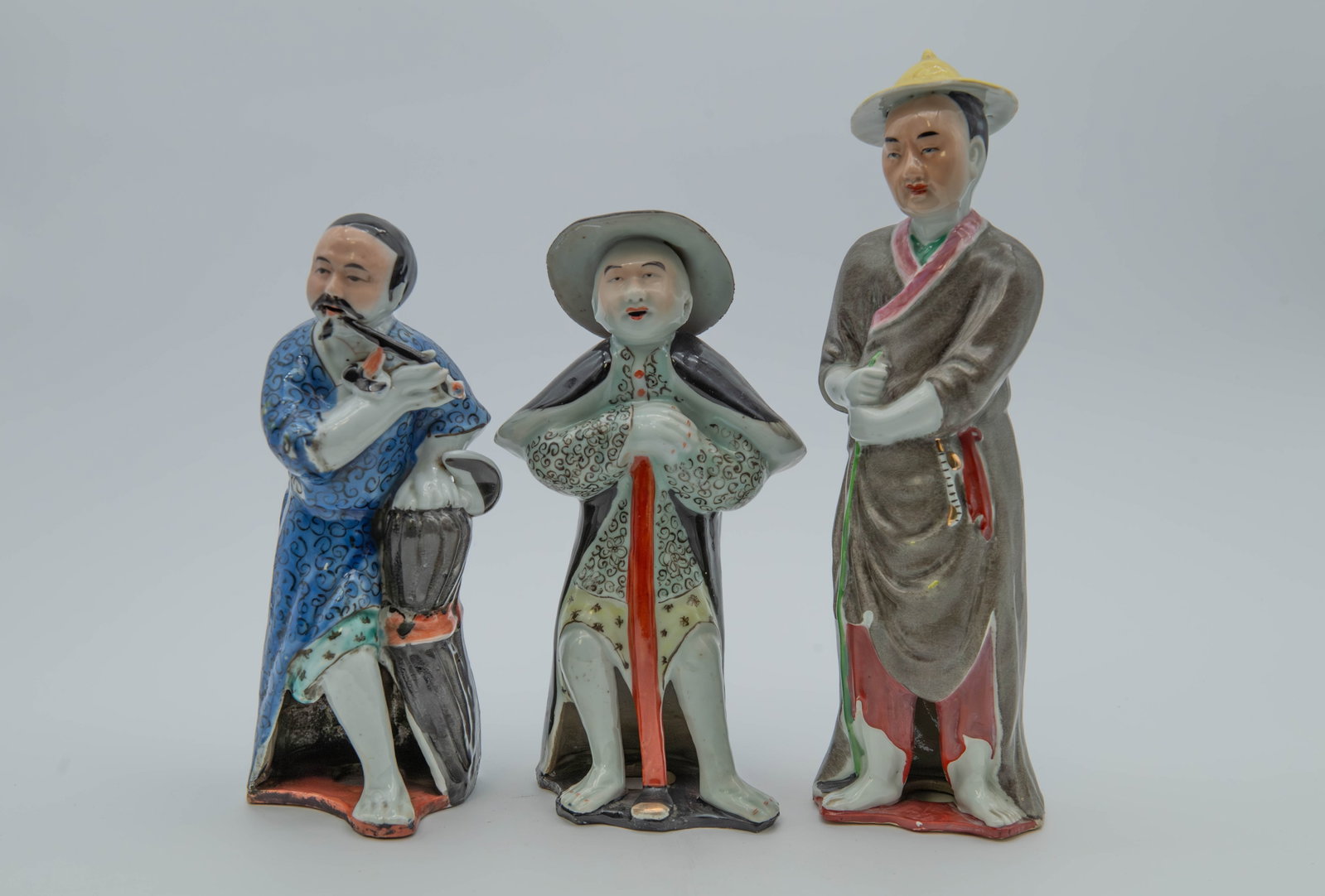 Lot of 3 Vintage Chinese Hand-Painted Porcelain Farmer Figurine Statue (1 of 6)