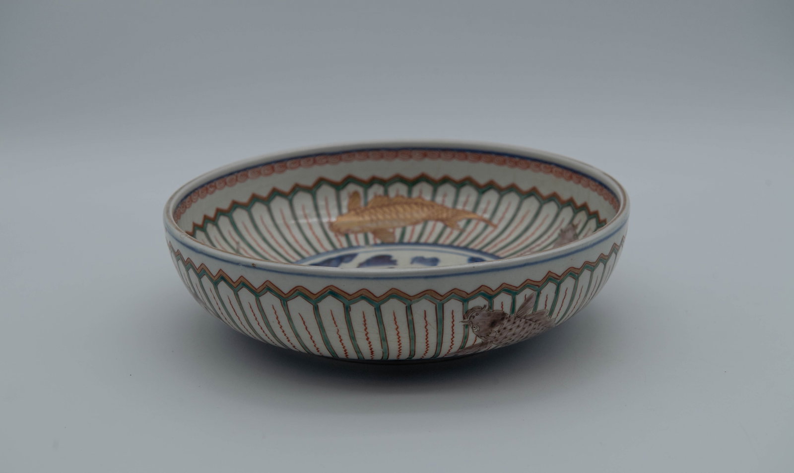 Vintage Traditional Japanese Imari Crackle Porcelain Serving Bowl (1 of 6)